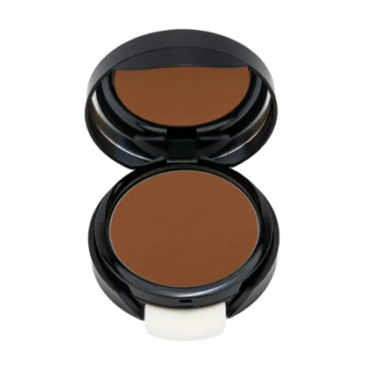YOUNIQUE TOUCH Complexion+ kompakt pudderfoundation – tips: nuance Samite, åben pudderdåse, rødbrunt pudder