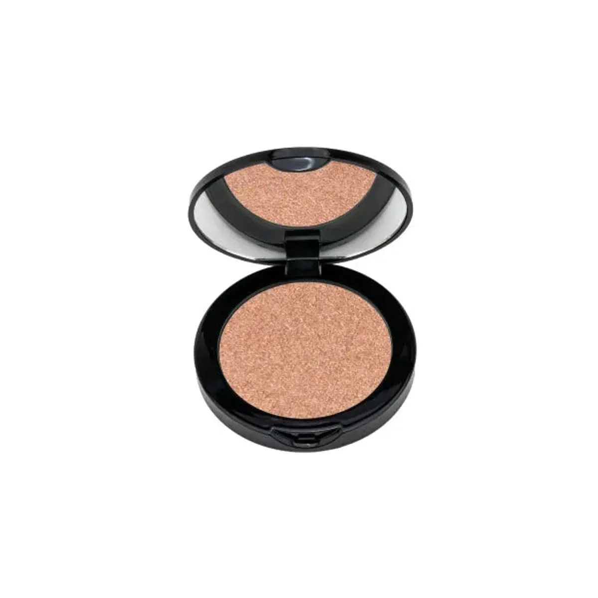 YOUNIQUE TOUCH fusion highlighter – prijs: tint Blushing, klein open doosje, parelmoerkleurig poeder in goudkleurig roze-beige