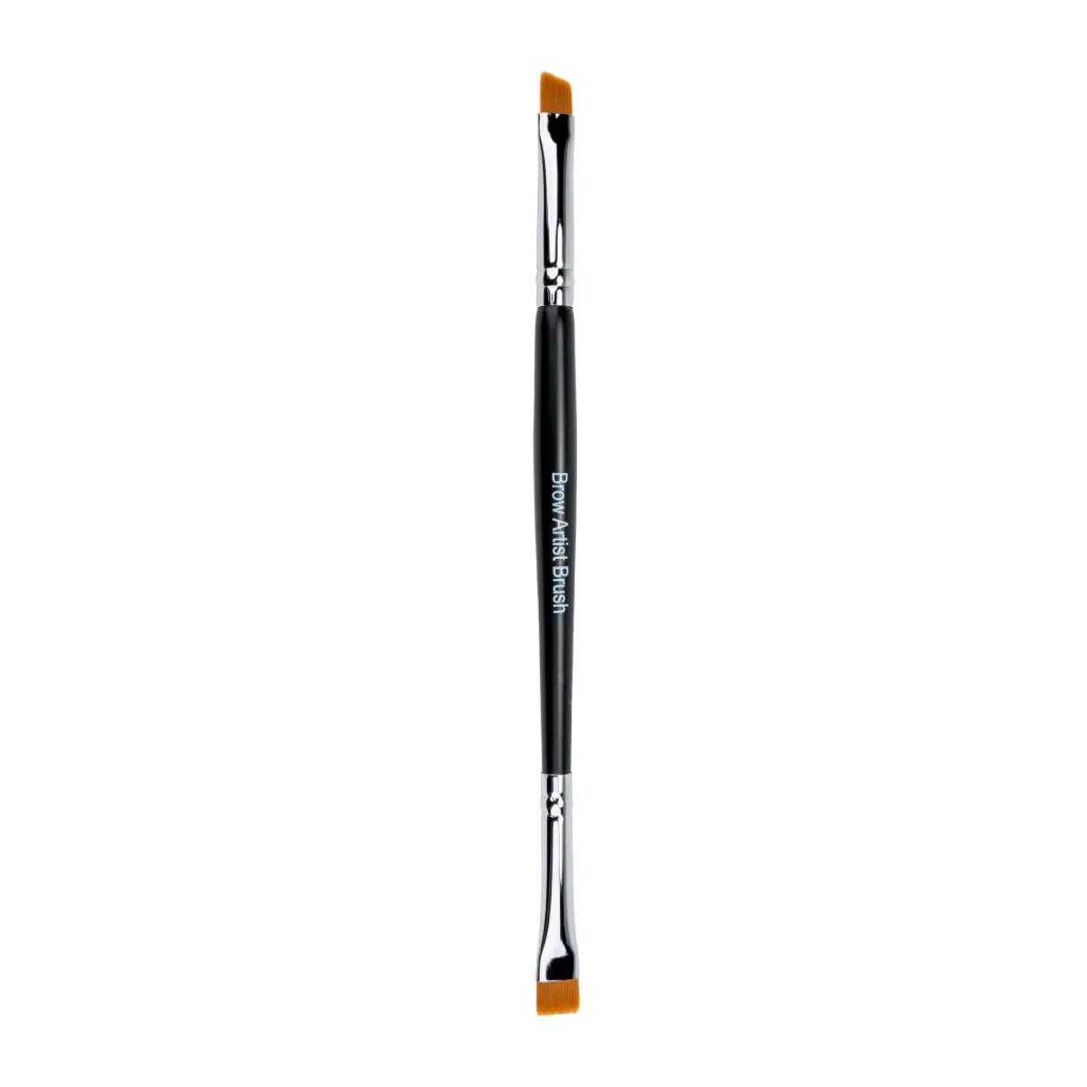 Pensulă de sprâncene Artist YOUNIQUE – recenzie: pensulă cu vârf dublu teșit, cu peri maro-portocaliu și mâner negru