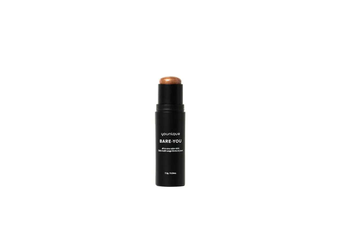Stick multiusos para lábios e maçãs do rosto BARE YOU YOUNIQUE – tom Copper Breeze, stick preto com ponta cobre bronze